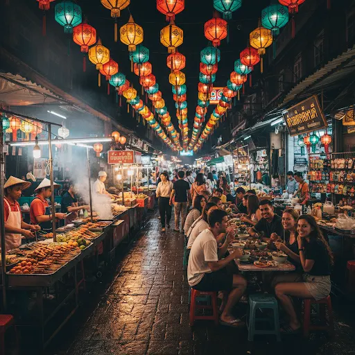 Lively Southeast Asian night market
